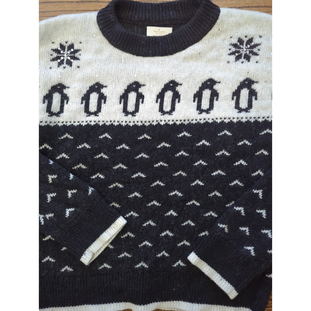 Kate Spade Black and White Penguin Sweater - Picture 3 of 10